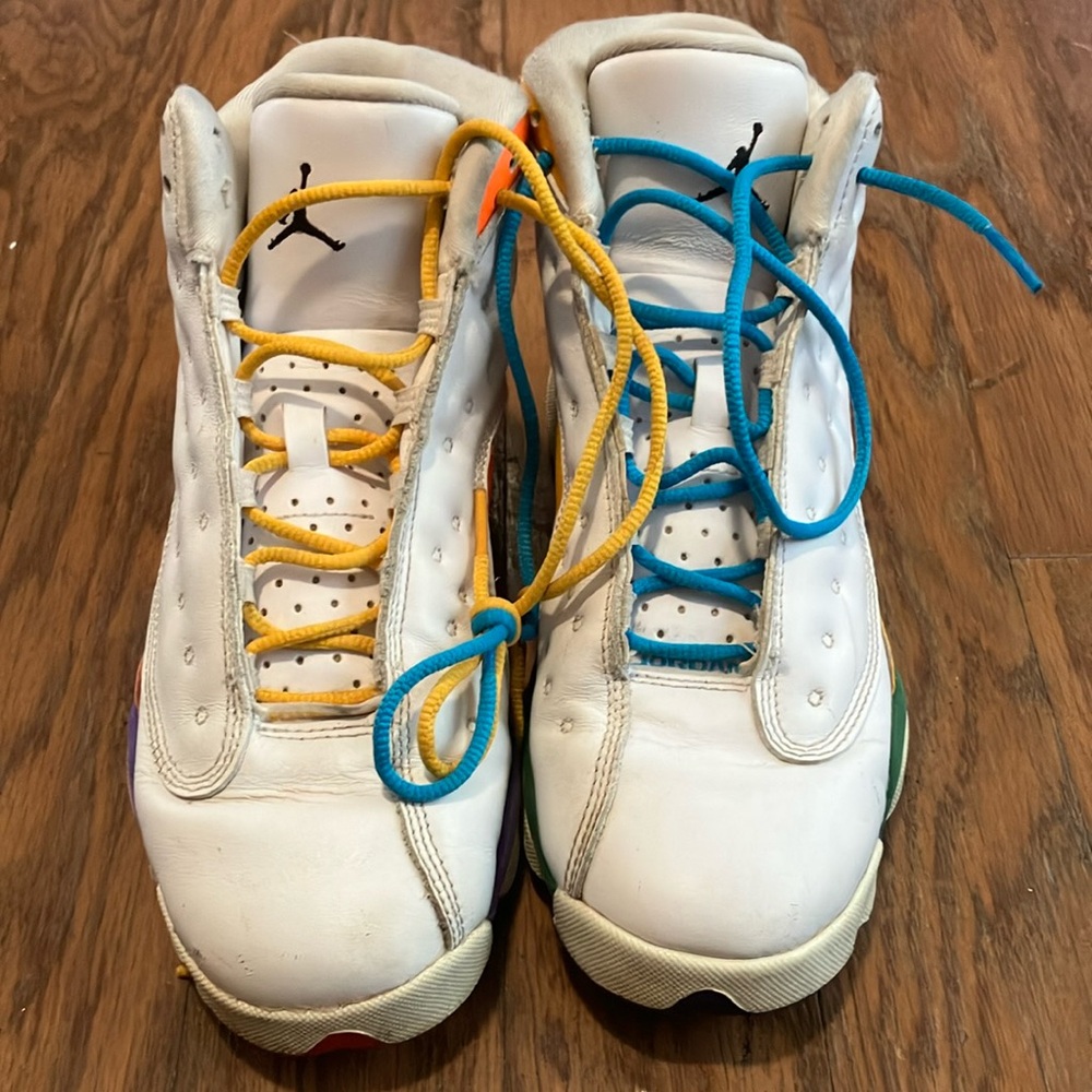 Nike White and Yellow Sneakers High-Top Design